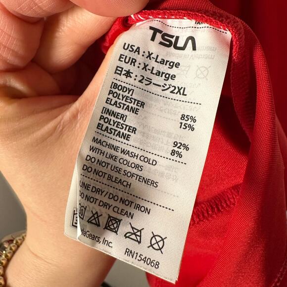 TSLA Front Zipper Front Closure Hidden Cami Red Scoop Neck Top Women's XL - Picture 4 of 5